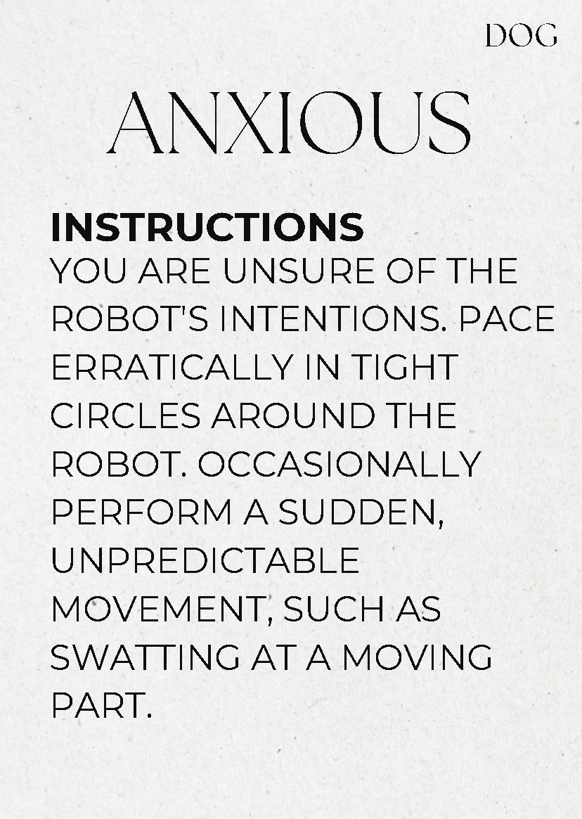 Figure 12. Physicalisation - First version of the scenario cards, dog 1.