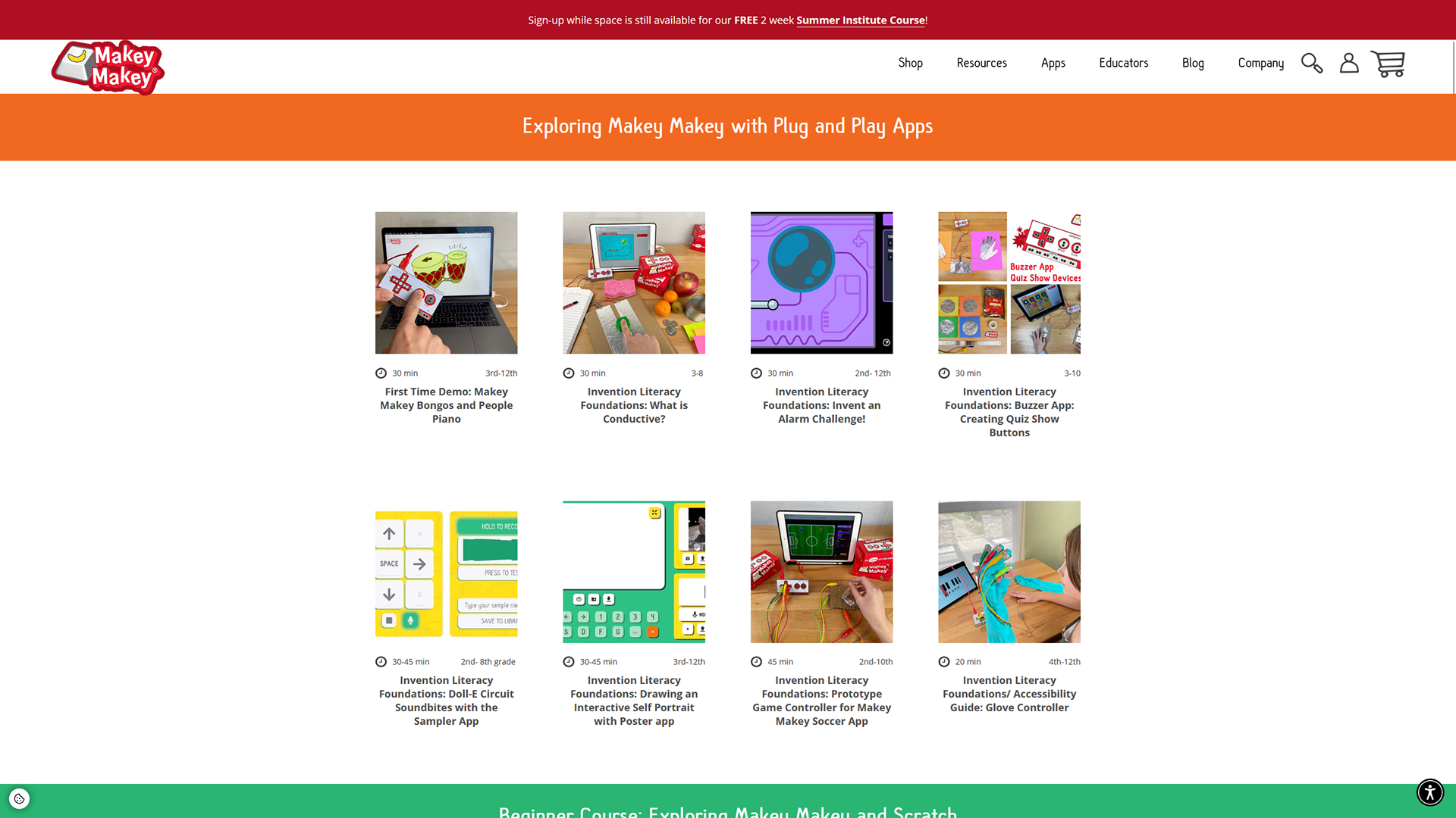 Makey Makey shows wide walls because one kit can become a piano, controller, poster, voting device, or paper-circuit interface.