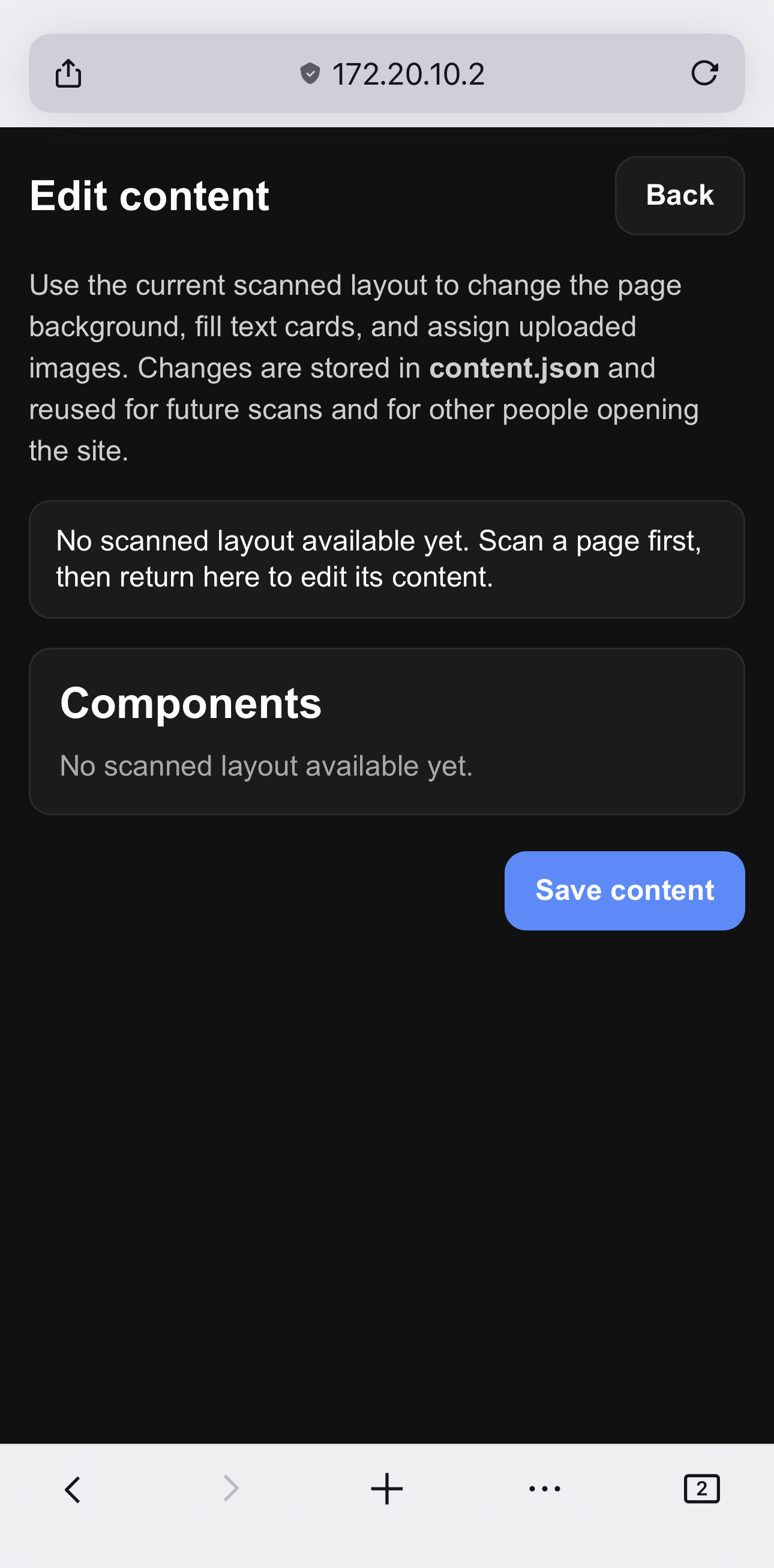 Figure 6. Phone view of the edit page (currenly no picture made).