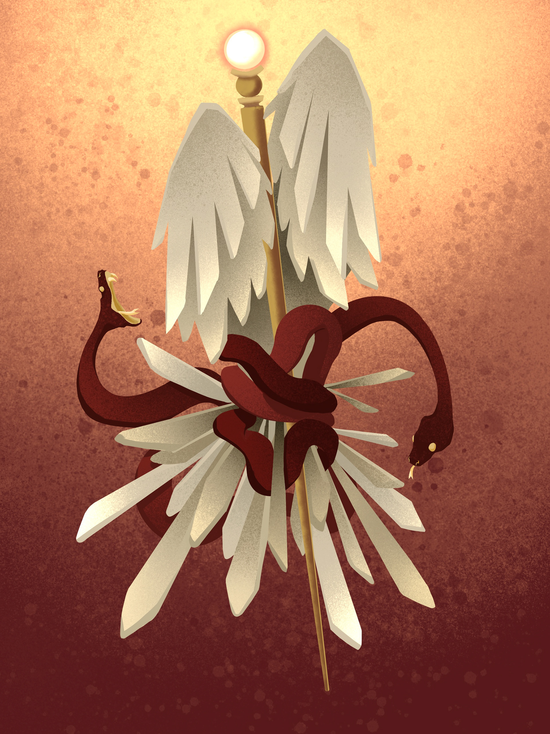 “Caduceus” (2024) - 8.5 x 11 in - Digital Illustration on Procreate