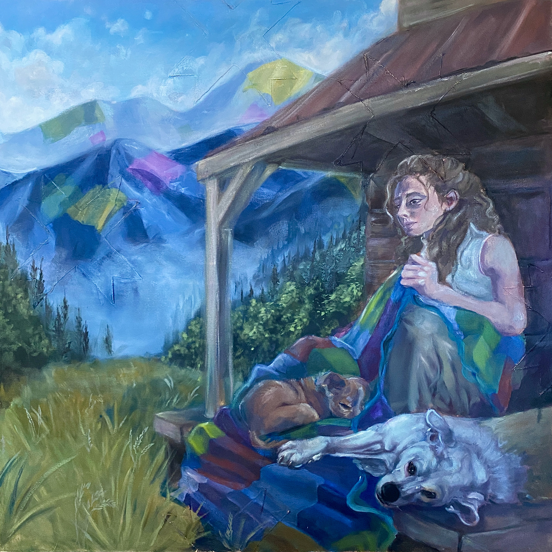 “old wind blowing you back ‘round” (2024) - 40 x 40 in - Oil on Canvas