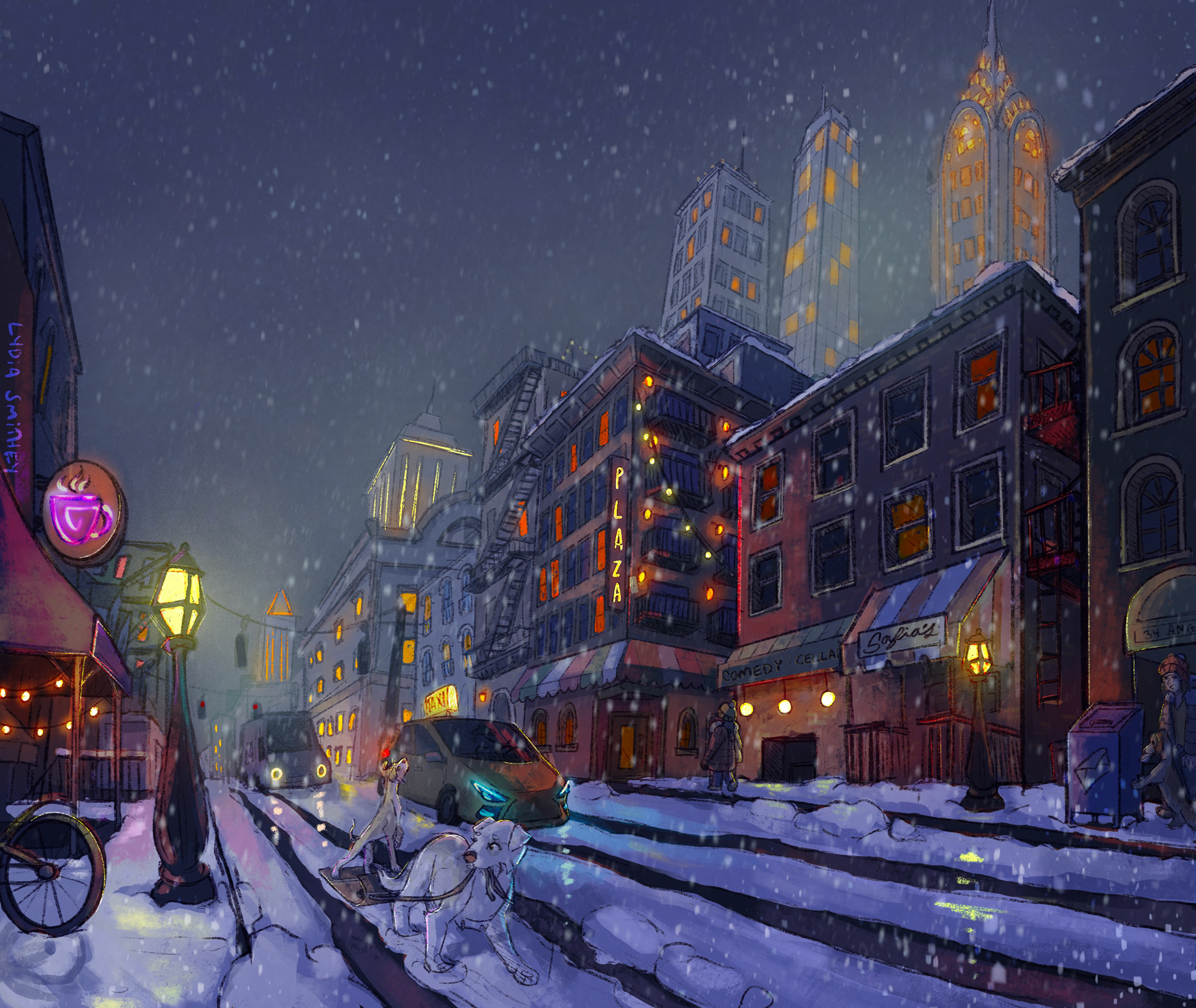 “it finally snowed in New York.” - Digital Illustration on Procreate