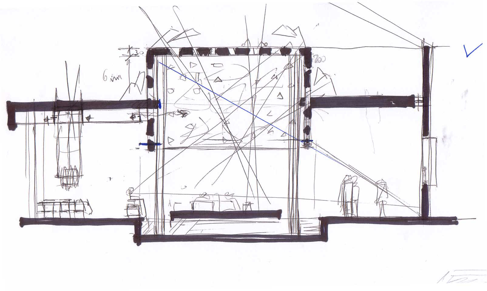 Schematic section on central court