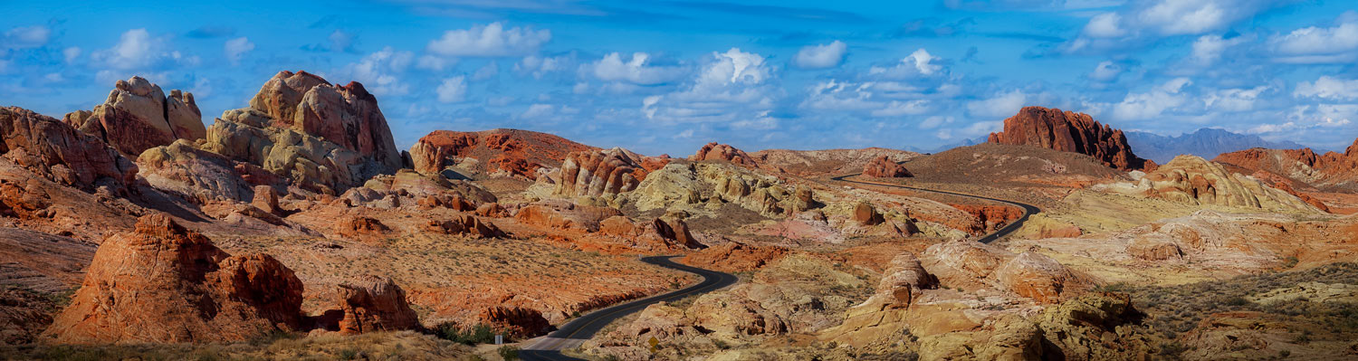 #4300A Panorama of Winding Road Through Red Rock Canyon in Valley of Fire State Park, Northeast of Las Vegas