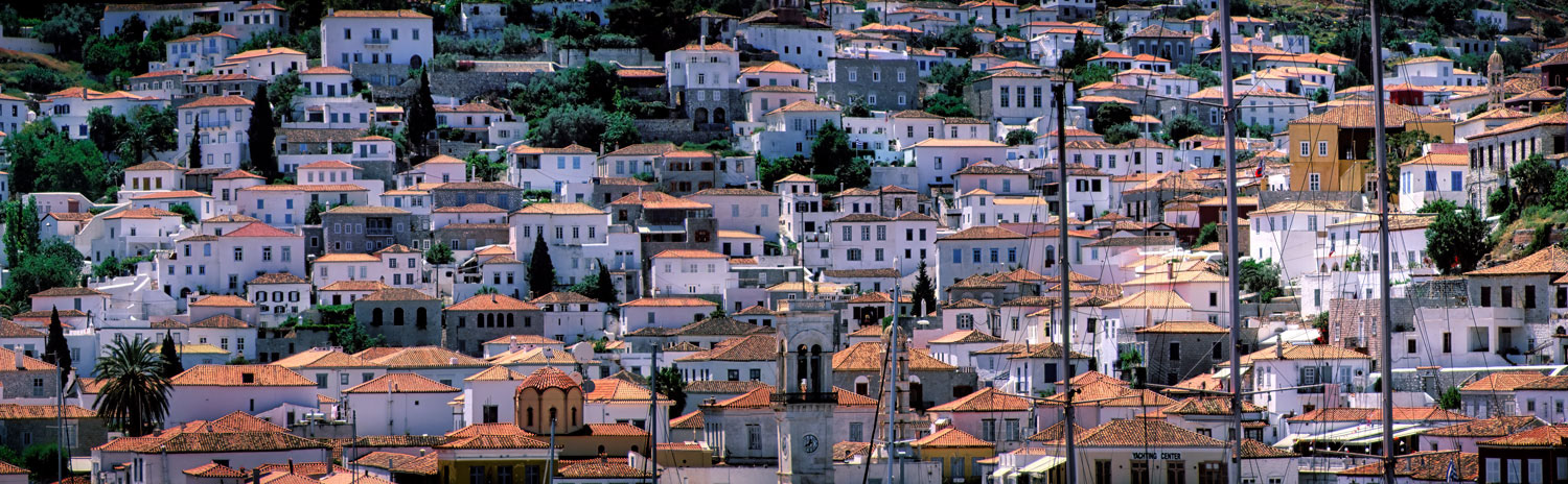 #2982 Hillside Houses of Hydra, near the Harbor, on the Island of Hydra in Greece
