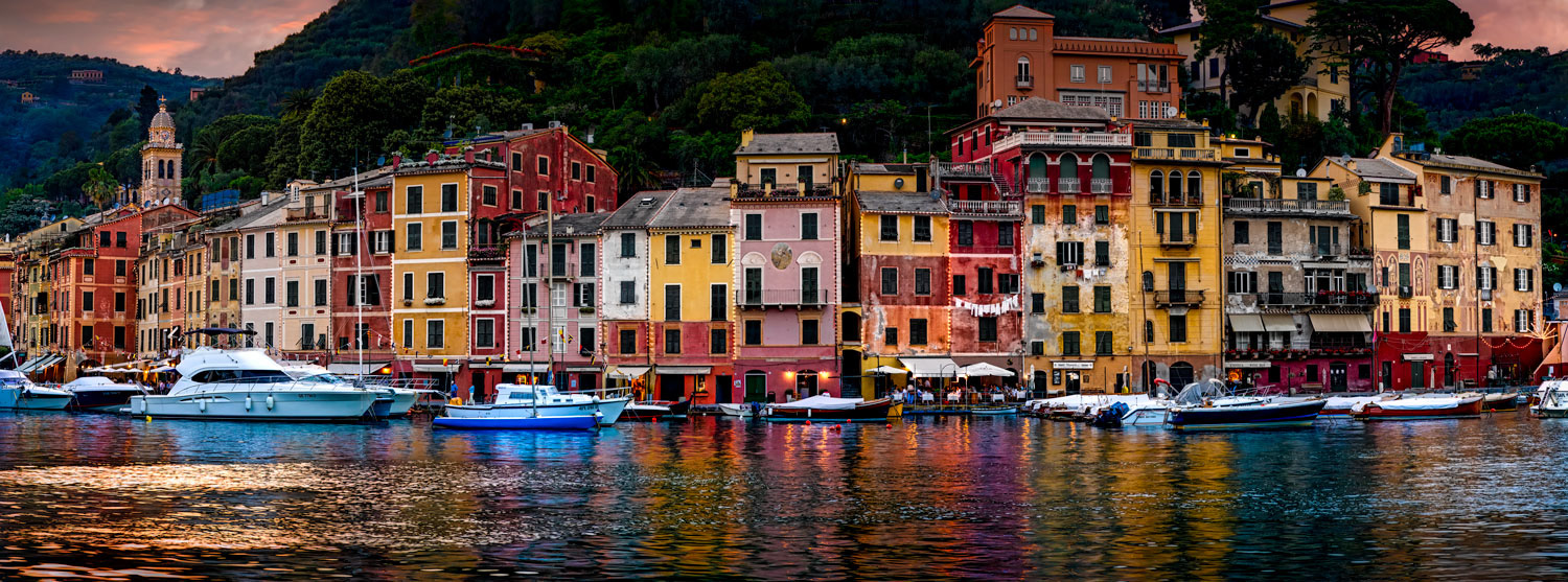#2279 The Village and Marina of Portofino, on the Italian Riviera, at Dusk