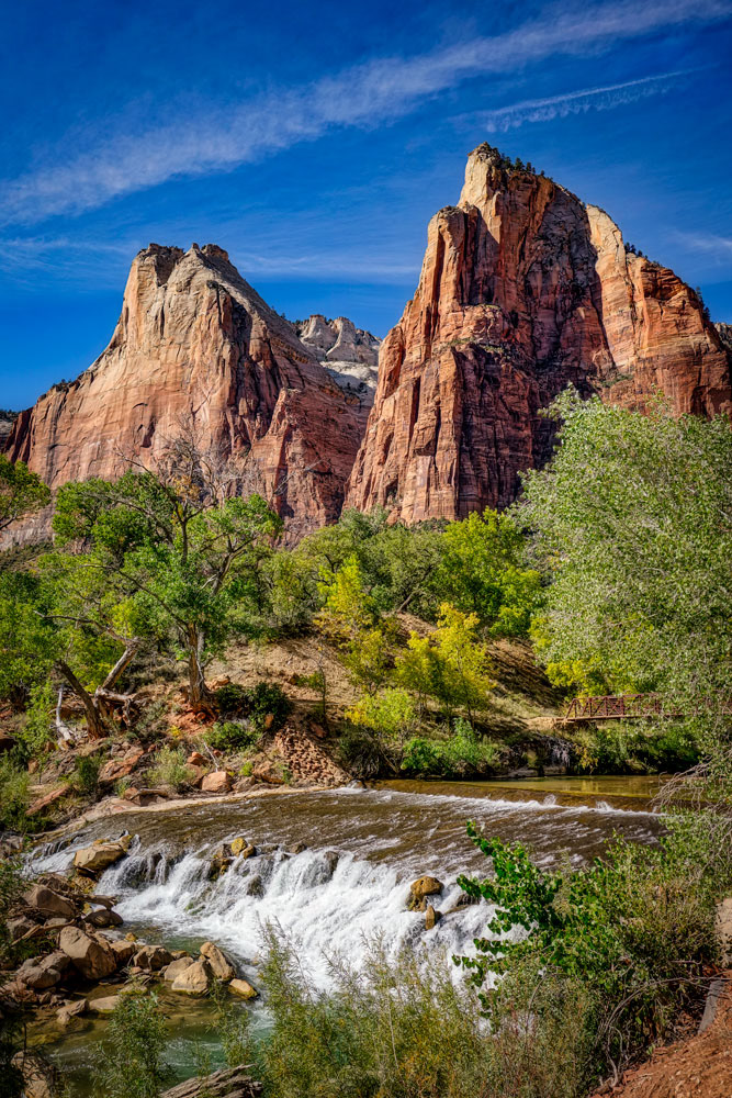 #1507 Rugged Mountains and Stream in Zion National Park