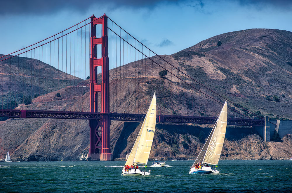 #4618 Yacht Racing on San Francisco Bay with the Golden Gate Bridge in the Background