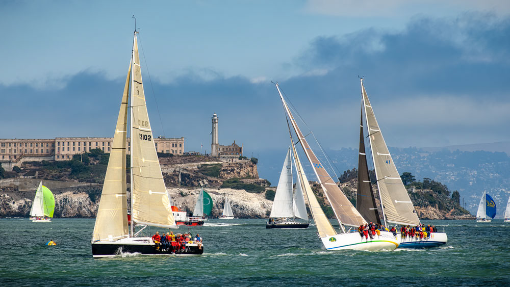 #4616 Yacht Racing on San Francisco Bay with Alcatraz in the Background
