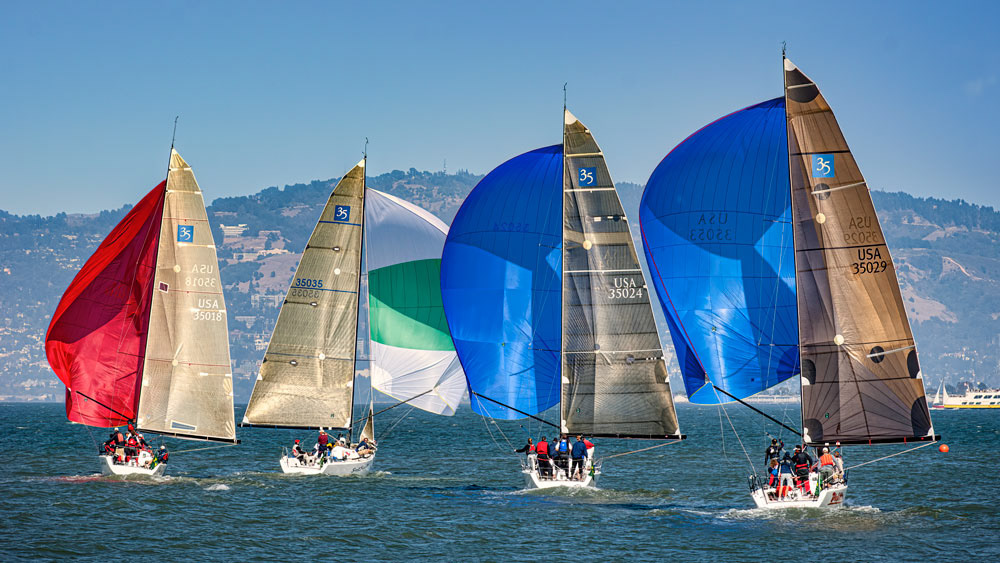 #4637 Yacht Racing, with Spinnakers up, on San Francisco Bay