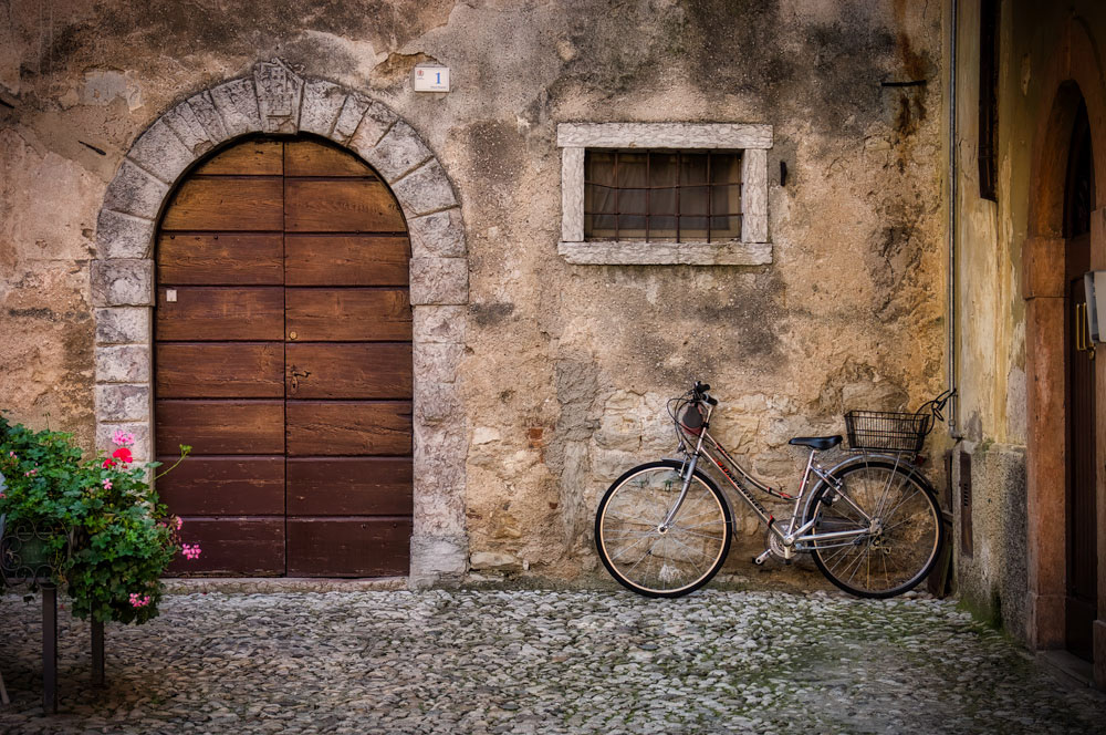 #2243 Bicycle and Door in the Village of Malcesine on Lake Garda