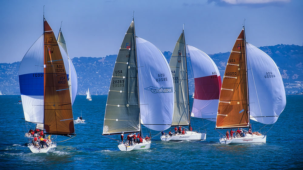 #4606 Yacht Racing, with Spinnakers up, on San Francisco Bay