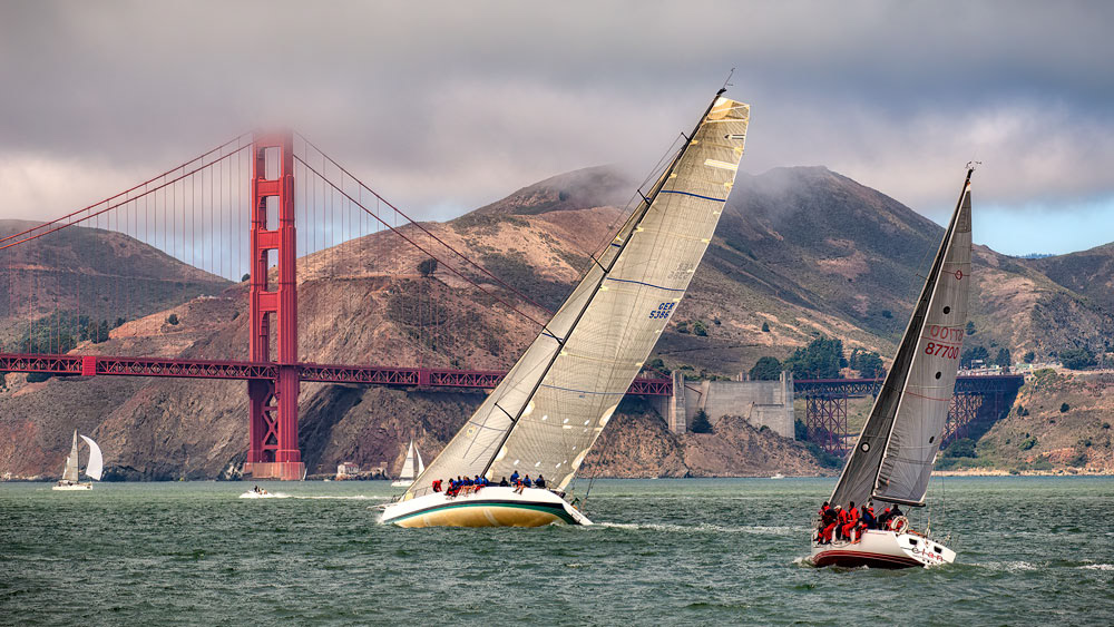 #4610 Yacht Racing on San Francisco Bay with the Golden Gate Bridge in the Background