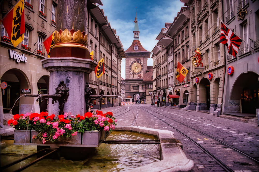 #4023 The Old Town Section in Bern, a UNESCO World Heritage Site, and Bern is the Capital of Switzerland