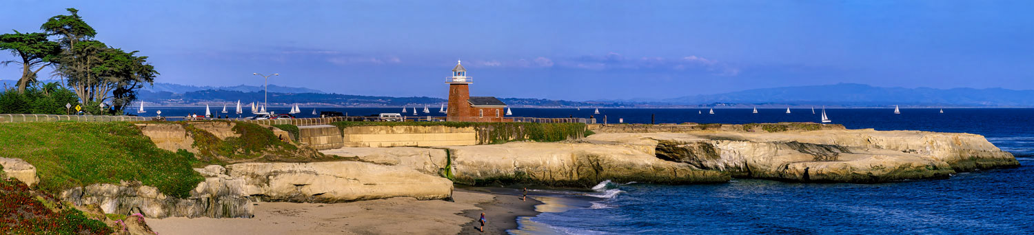 #1290 Lighthouse Point in Santa Cruz with Sailboats on the Monterey Bay, California