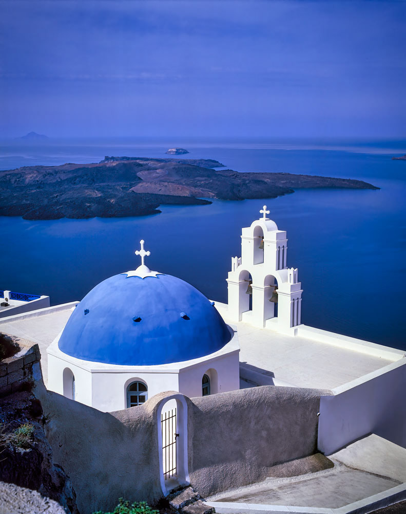 #2911 Blue Domed Church on the Island of Santorini