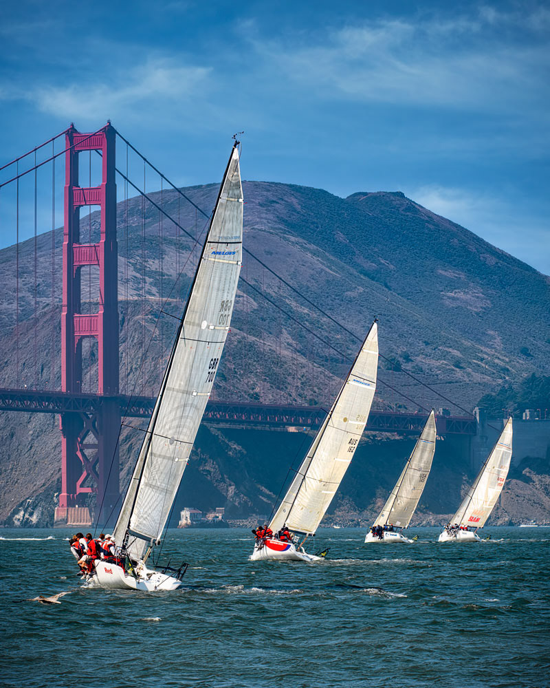 #4635 Yacht Racing on San Francisco Bay with the Golden Gate Bridge in the Background