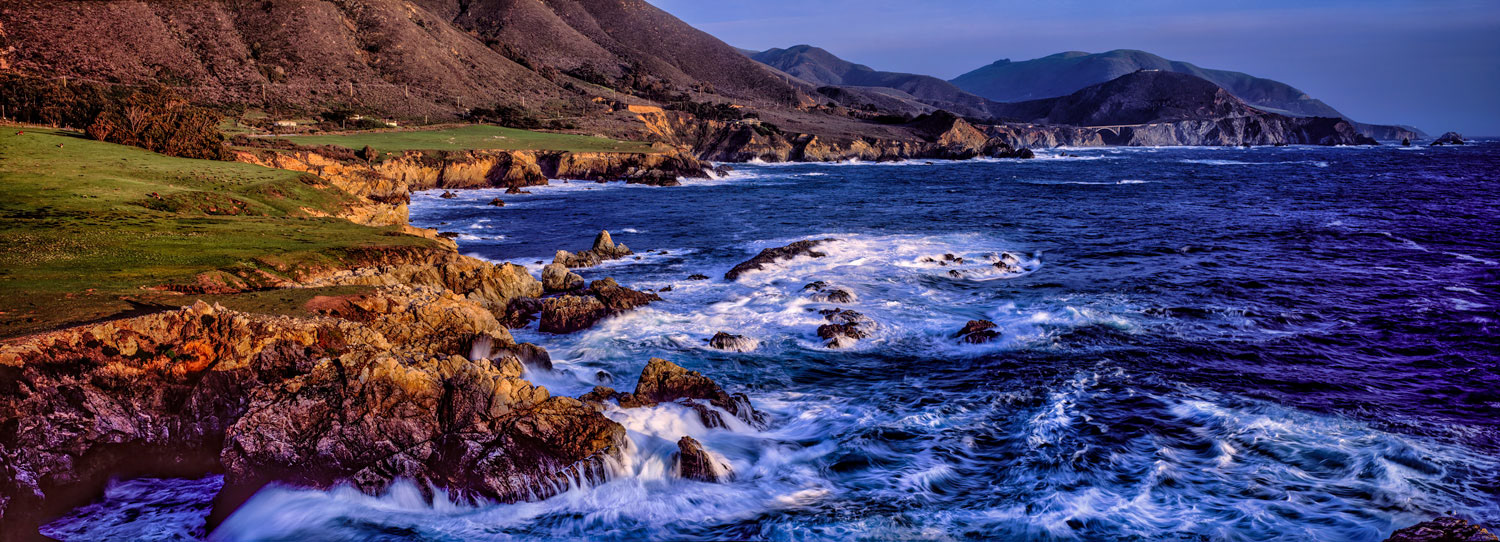 #1034 The Rugged Big Sur Coastline of California with the Rocky Creek Bridge in the Distance