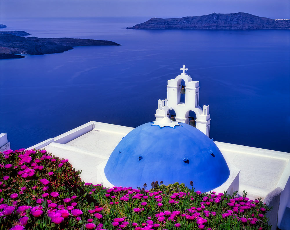 #2910 Blue Domed Church on the Island of Santorini