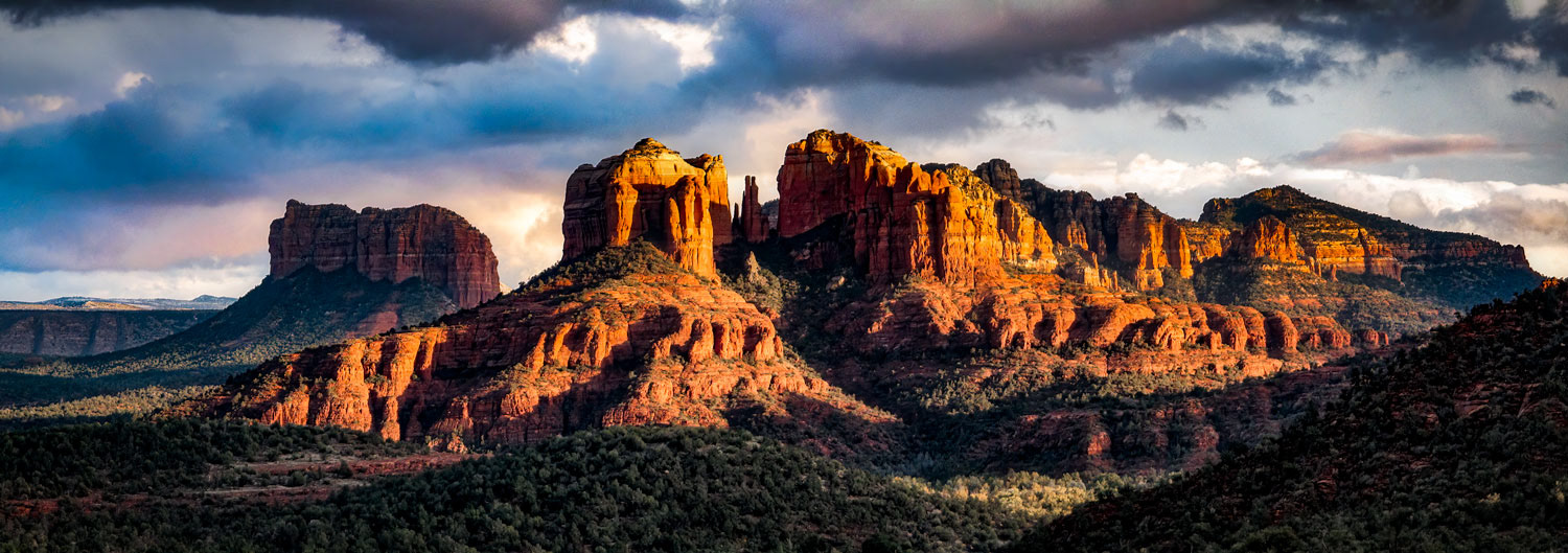 #1650 Panorama of Cathedral Rock close to sunset at Sedona, Arizona