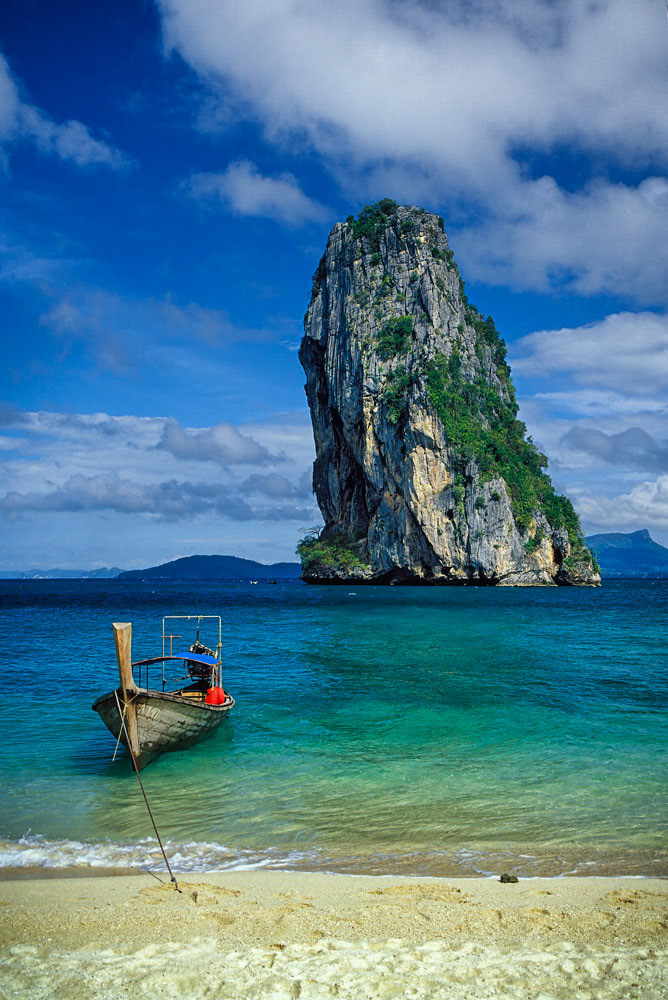 #2781 Longtail Boat in Krabi Province, Thailand Waiting at Shore 