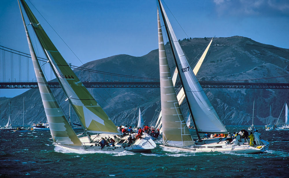 #4600 Yacht Racing on San Francisco Bay with the Golden Gate Bridge in the Background