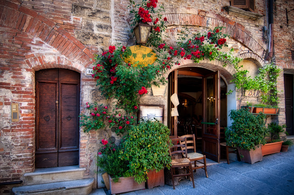 #2305 Doors and Flowers at Montepulciano in the Tuscany Region