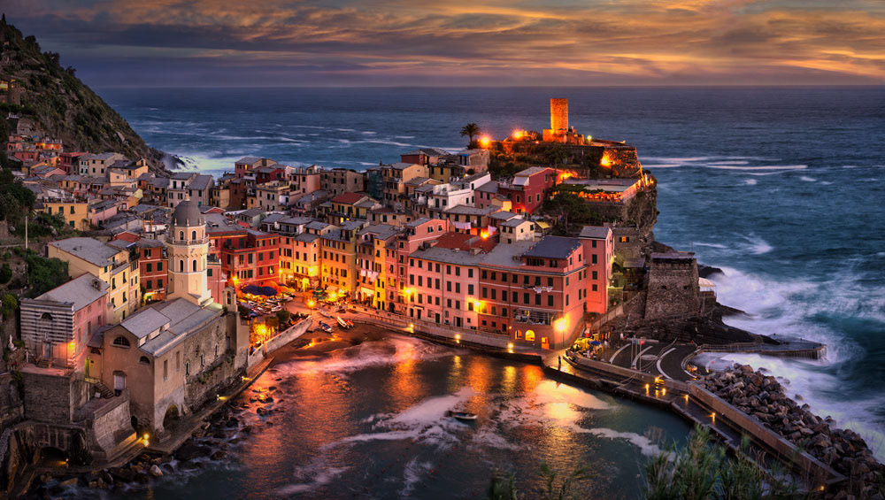 #2269 The Village of Vernazza at Dusk in the Cinque Terra Region