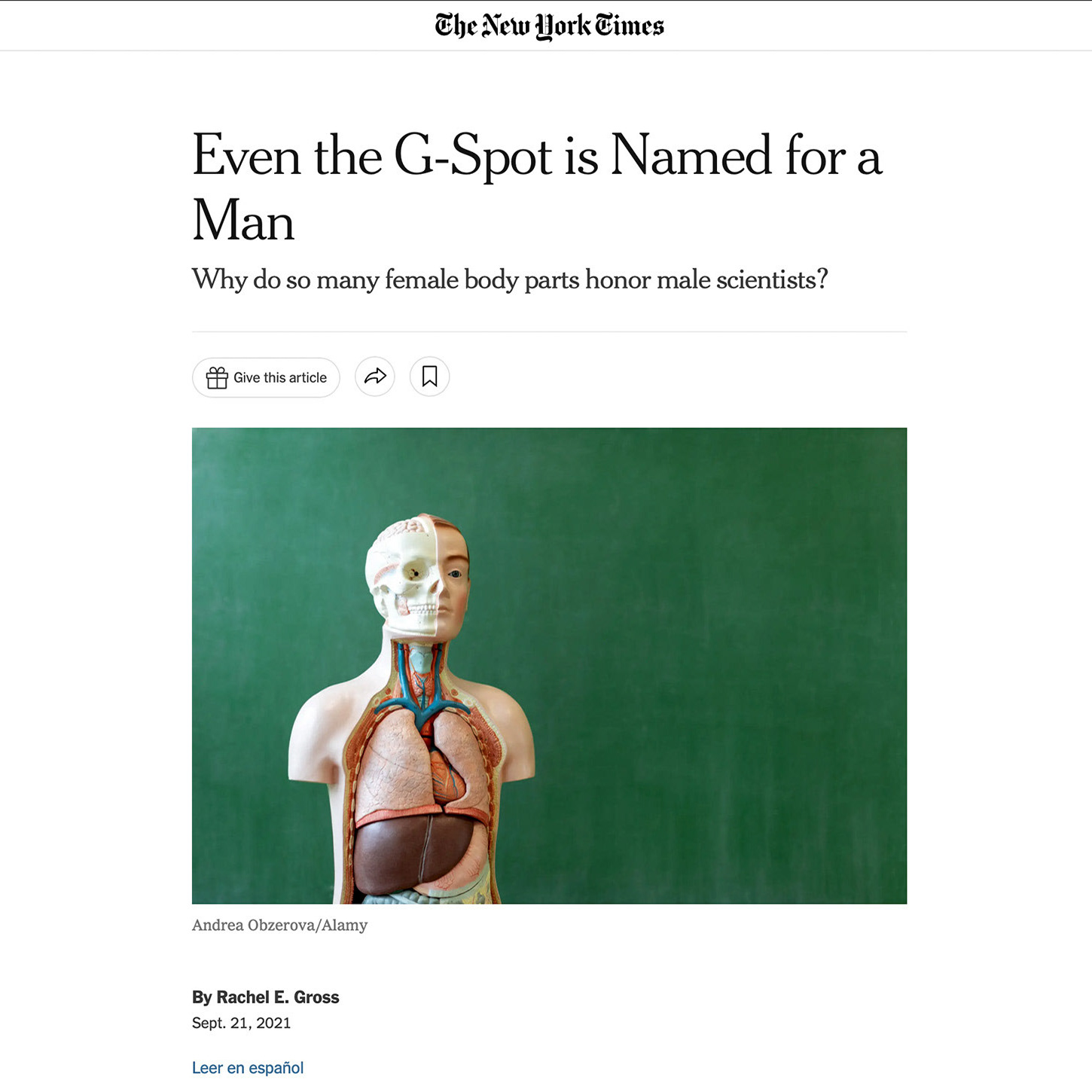 Even the G-Spot is Named for a Man - The New York Times