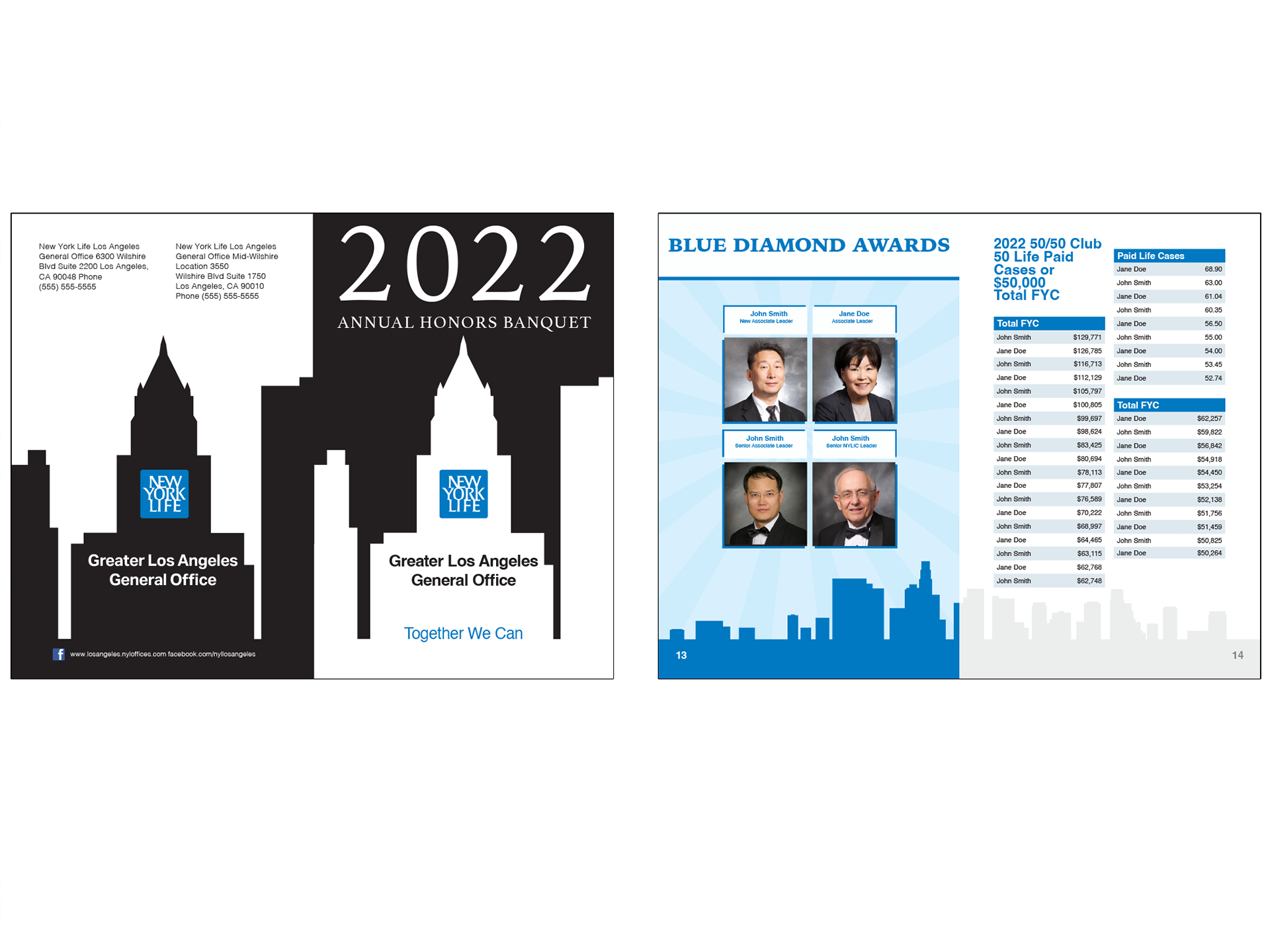 New York Life Insurance: Annual Honors Banquet Booklet