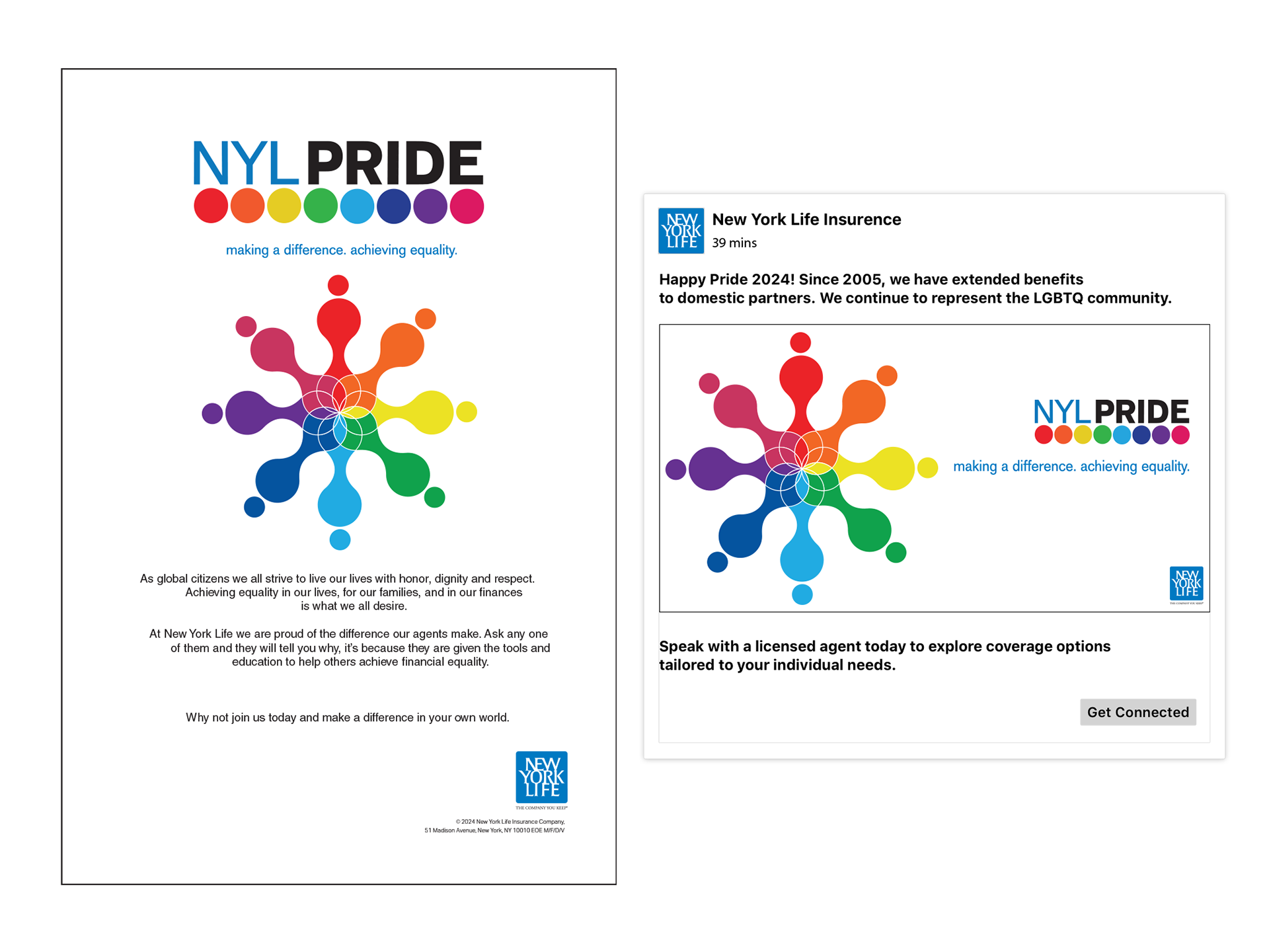 New York Life Insurance: Pride Event 2024 Print ad, Facebook ad