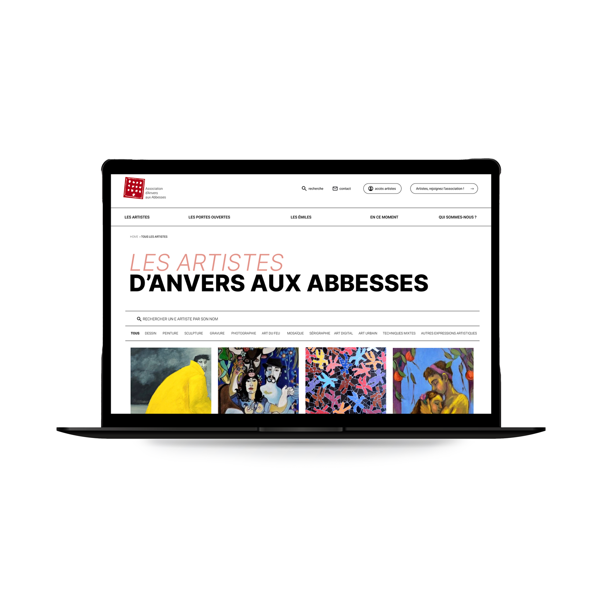 Site pour l'association d'artistes d'Anvers aux Abbesses