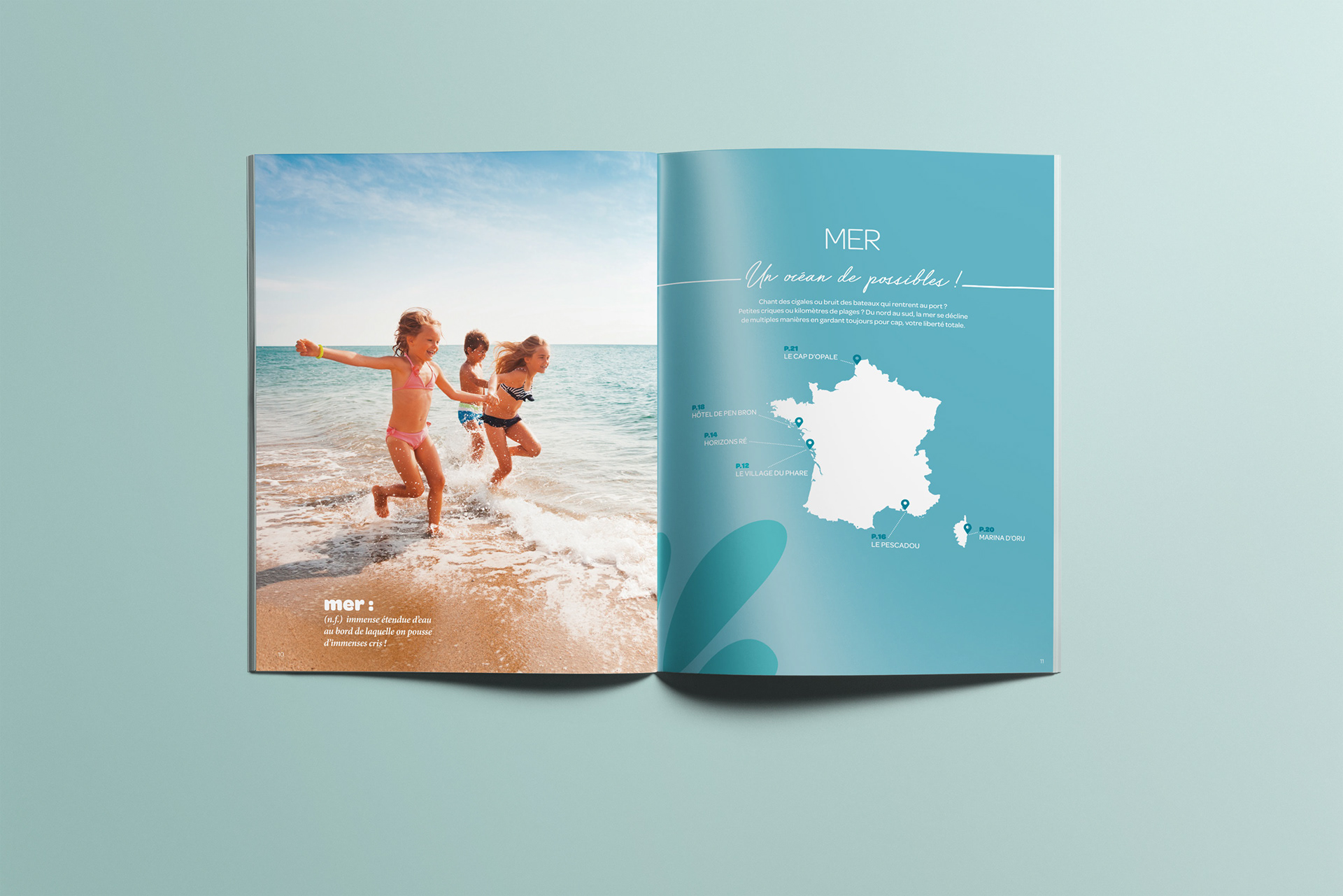 Double page du catalogue Odésia Vacances - Réalisé avec Altavia Nantes.