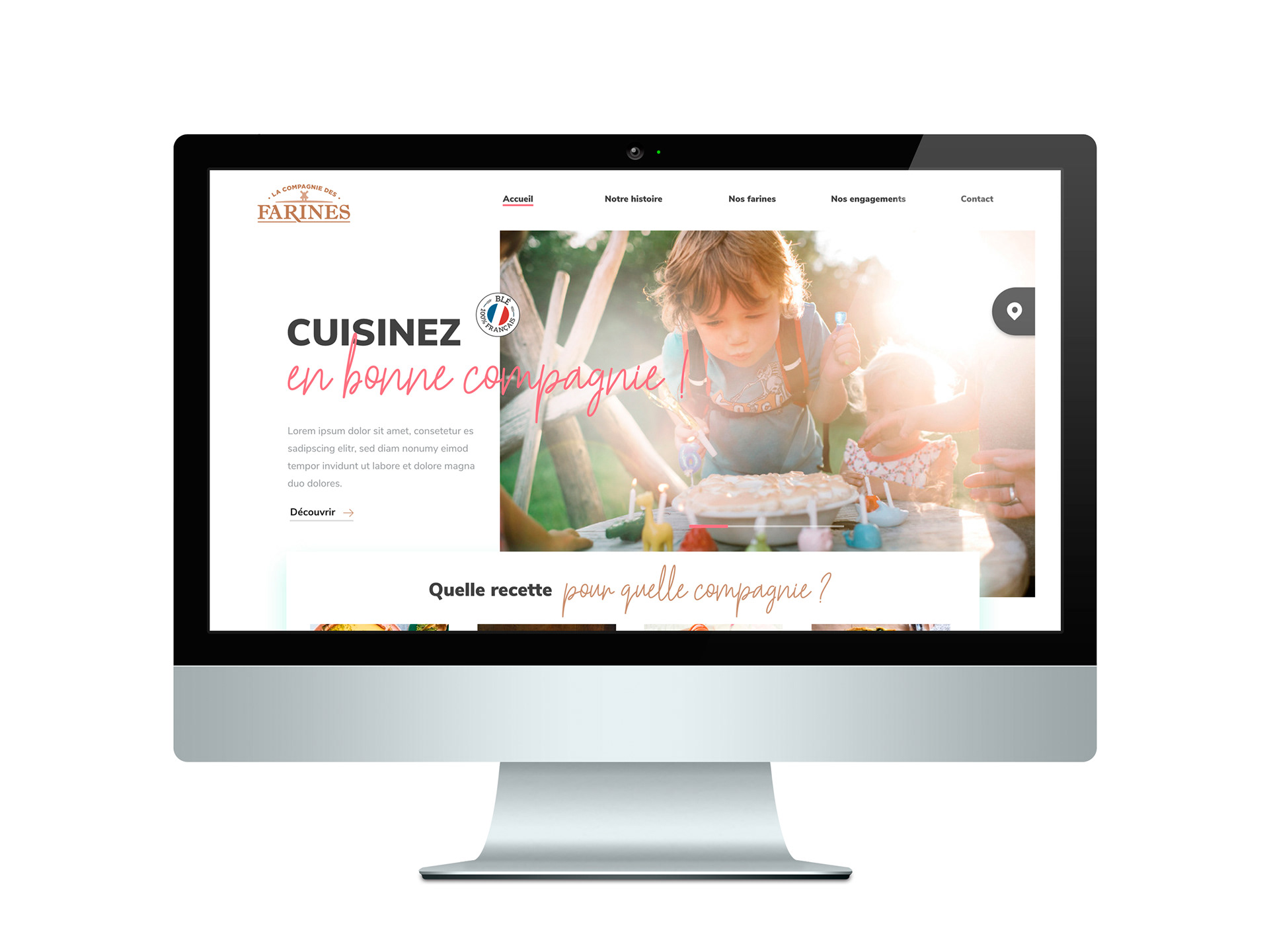 Homepage pour le site La Compagnie des Farines - Projet non retenu. Réalisé avec Altavia Nantes.
