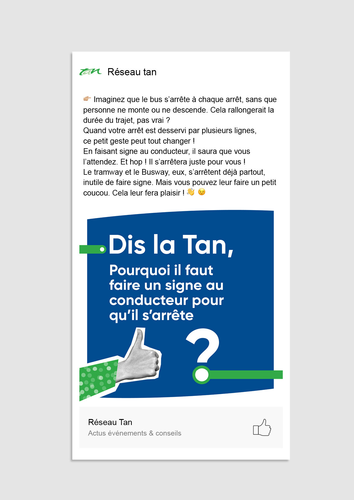 Campagne social media pour la Tan/Naolib didactique à destination des utilisateurs / Réalisé avec Antigel