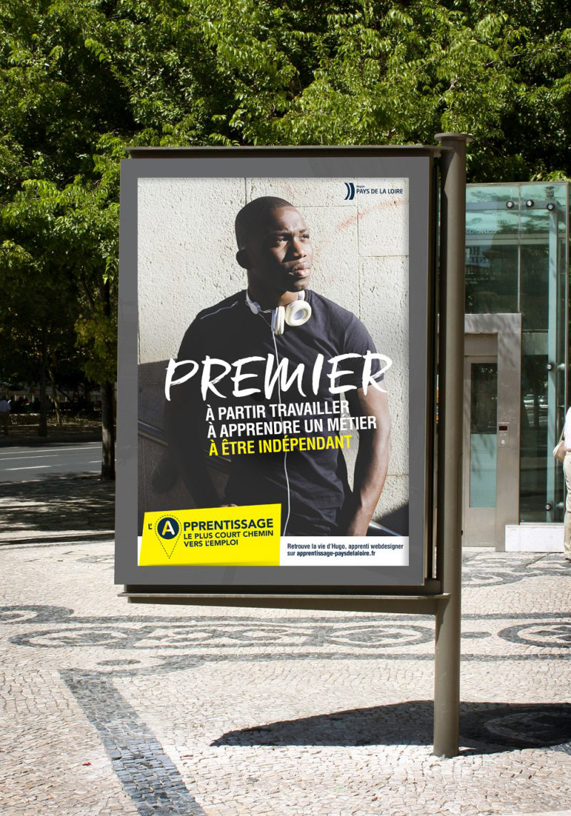 Campagne publicitaire pour relancer l'apprentissage en Pays de la Loire. Réalisé avec l'agence LMWR
