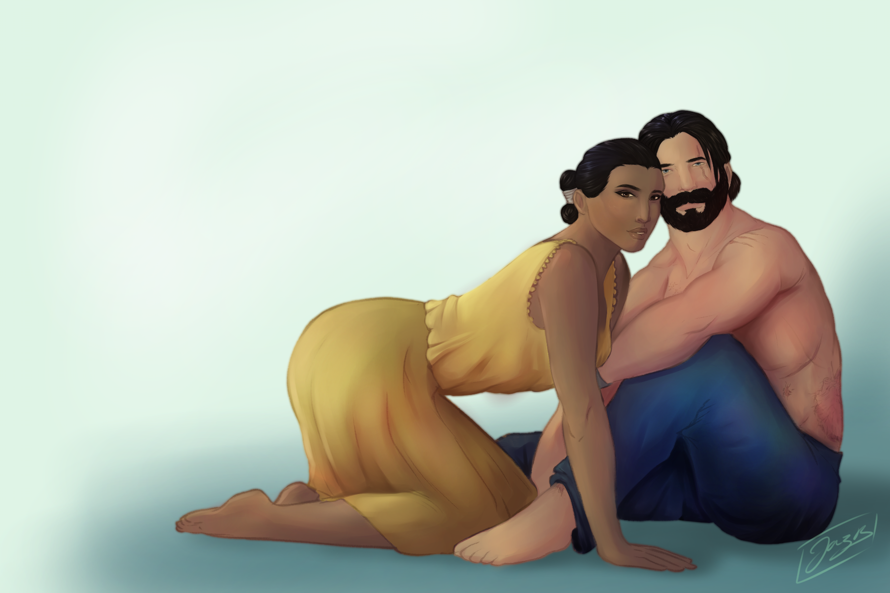 Bill and Winona. Characters rendered.