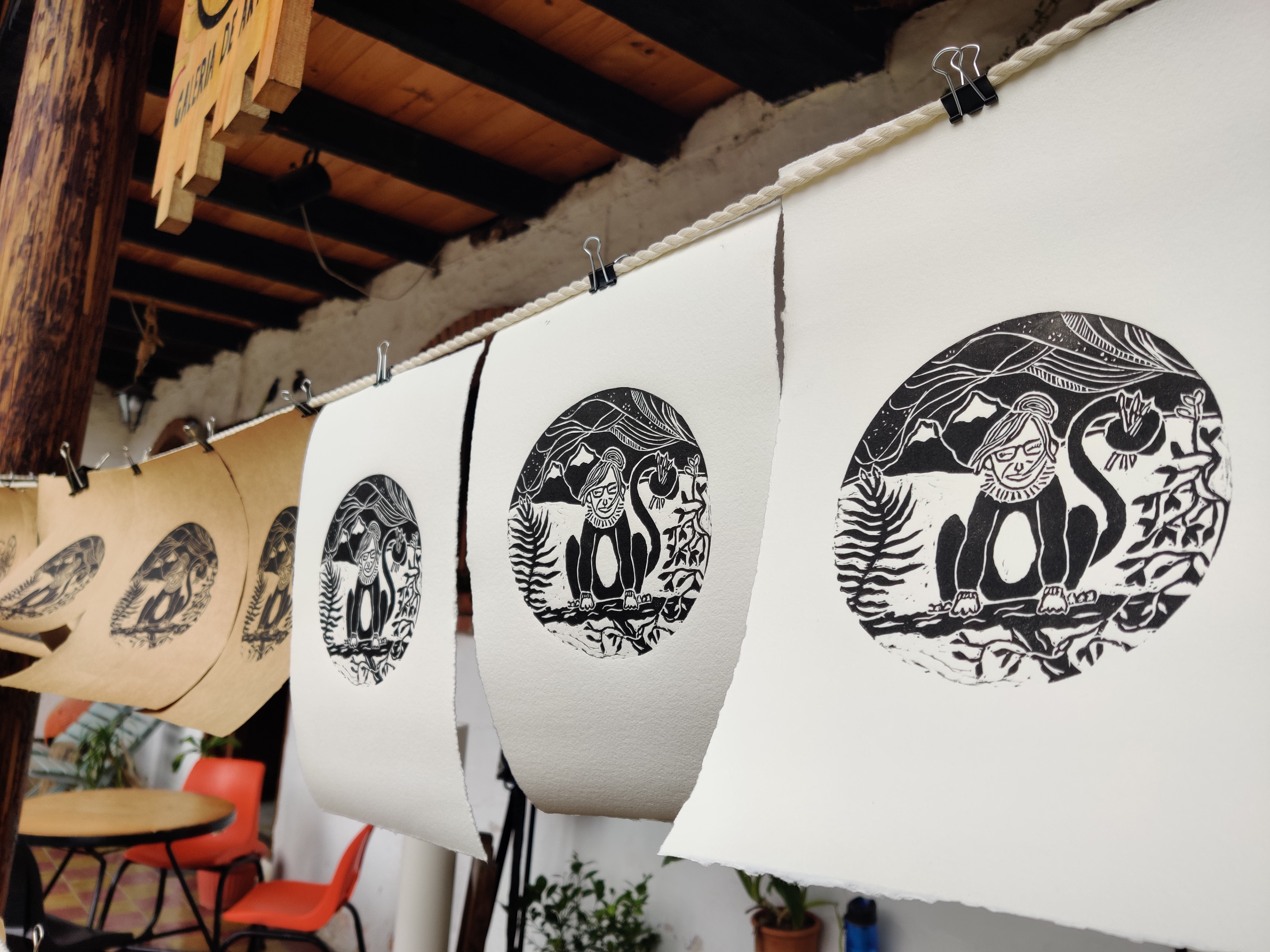 Linogravure 'La Mona Loca'