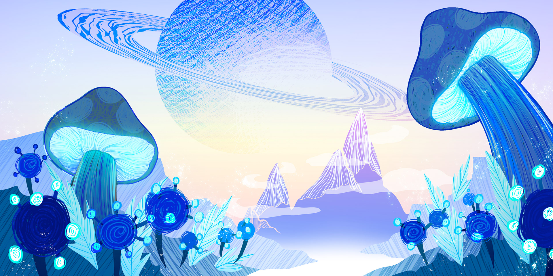 Design variation of alien planet background for Polipop