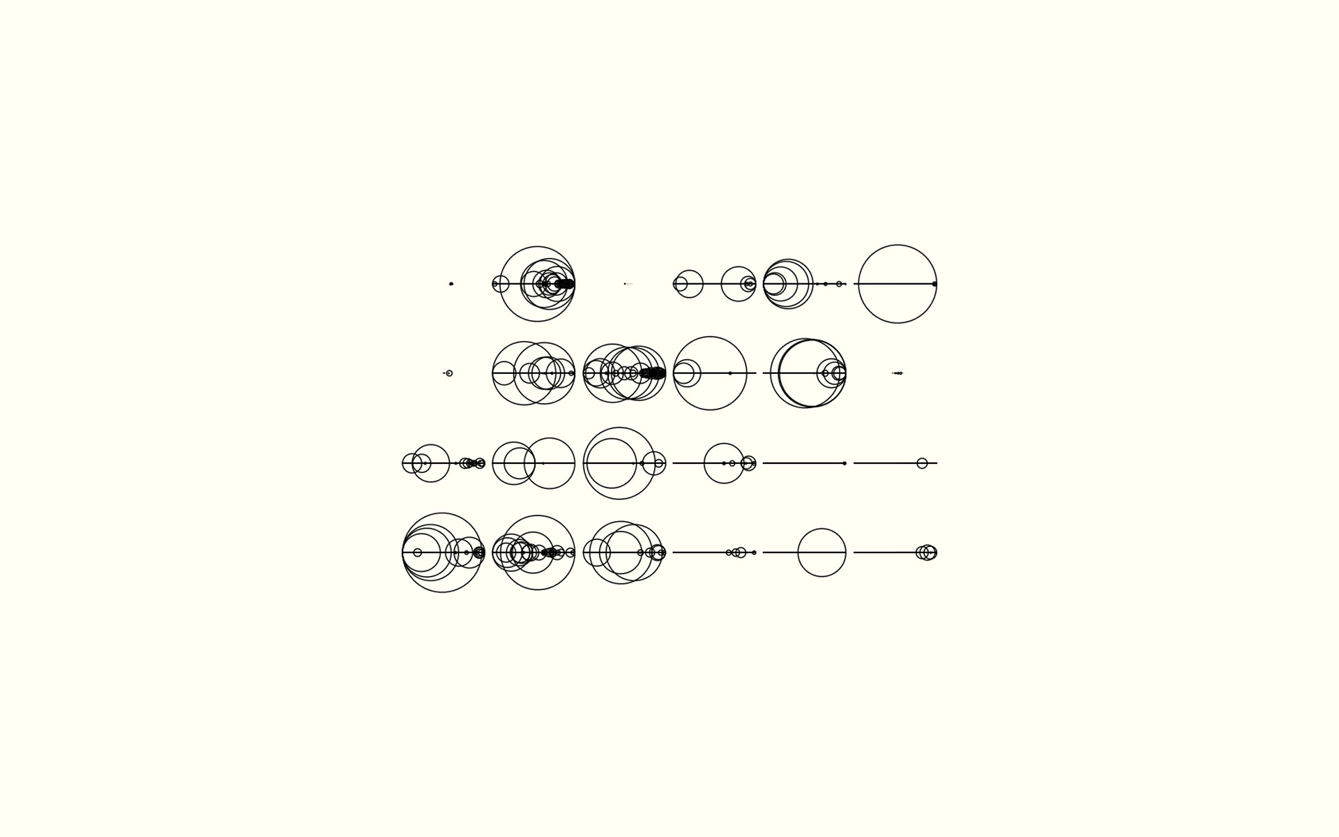 Uniform Expansive Shapes (fake language and big circles) | Computer Generated