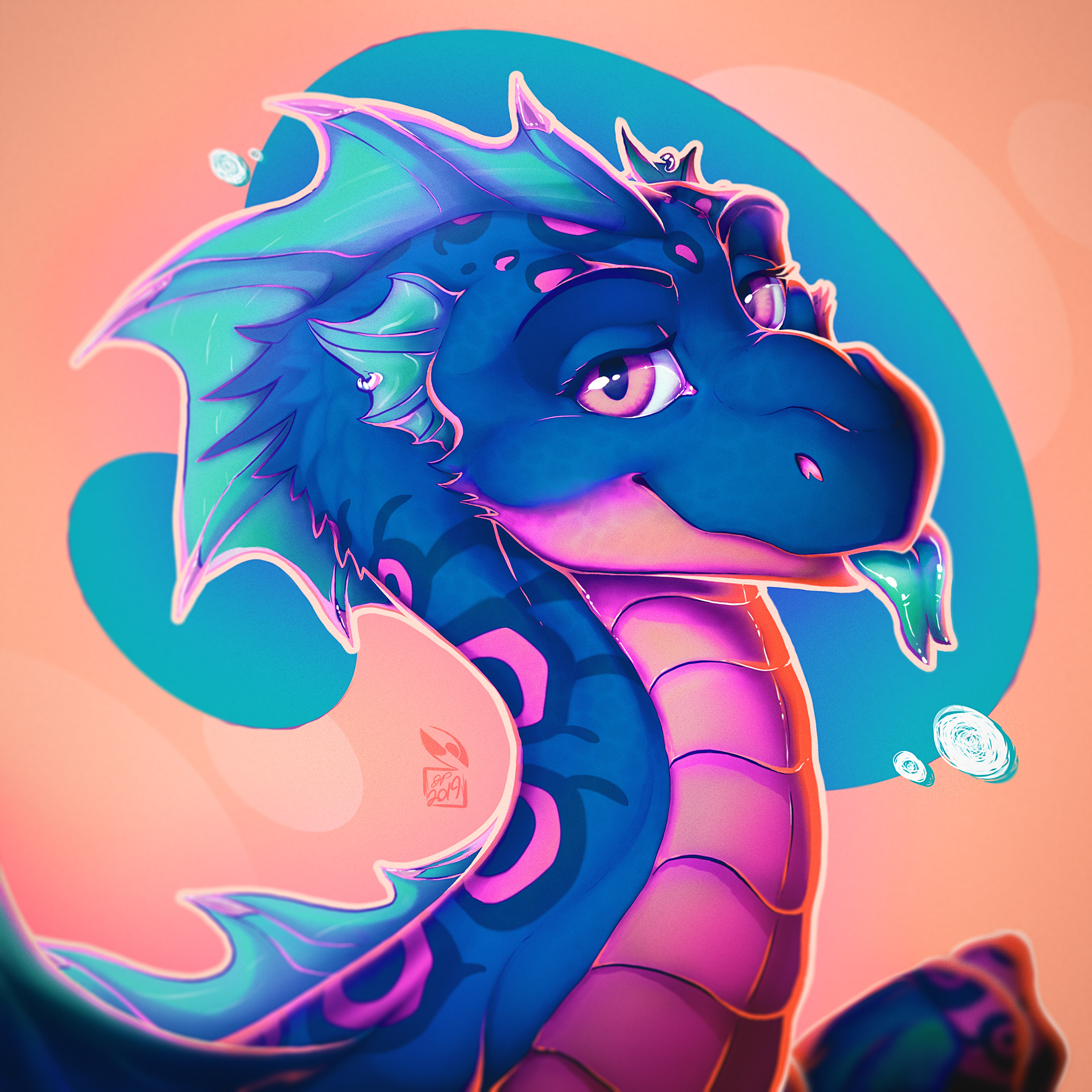 Blue Blep Dragon | Digital Painting