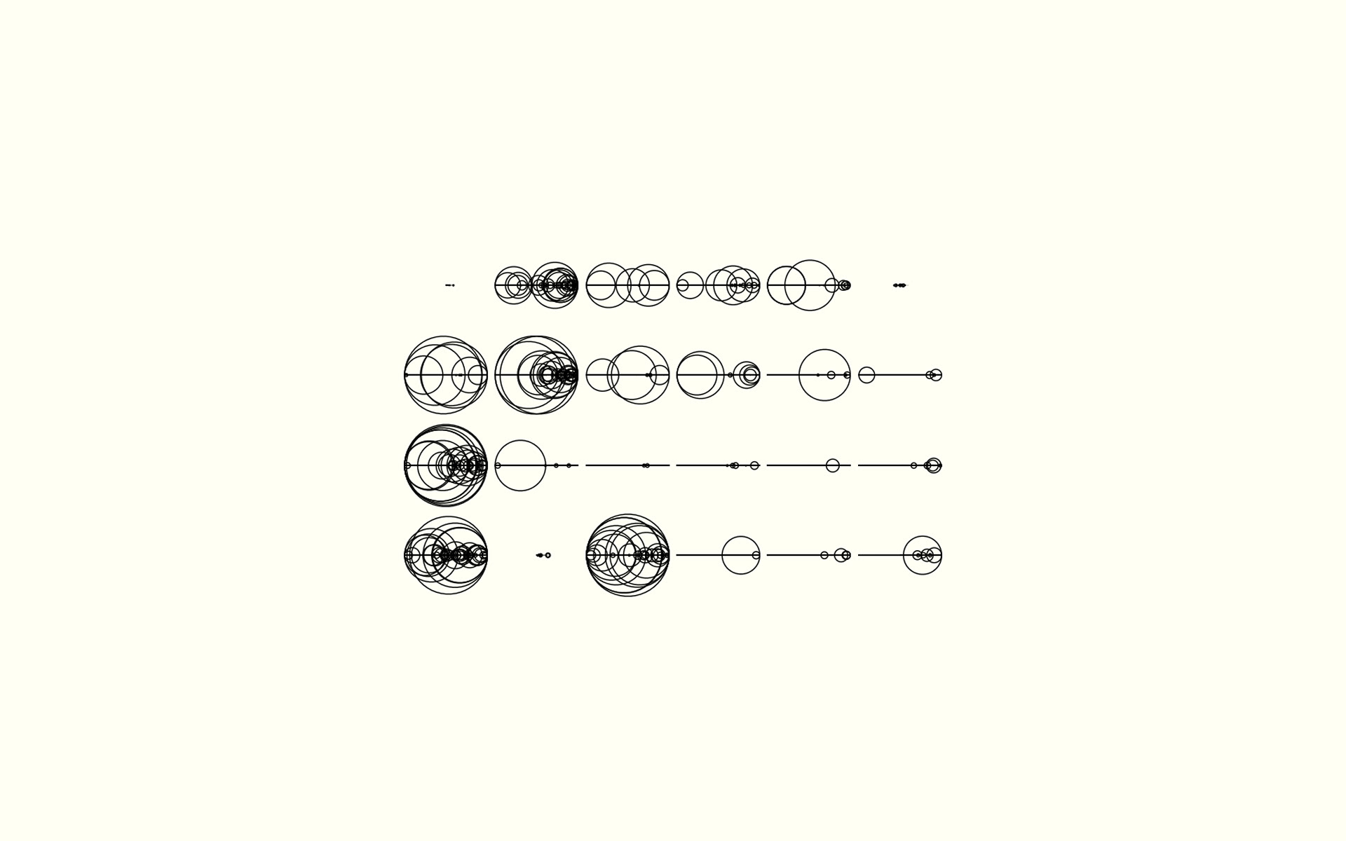 Uniform Expansive Shapes (fake language and big circles) | Computer Generated