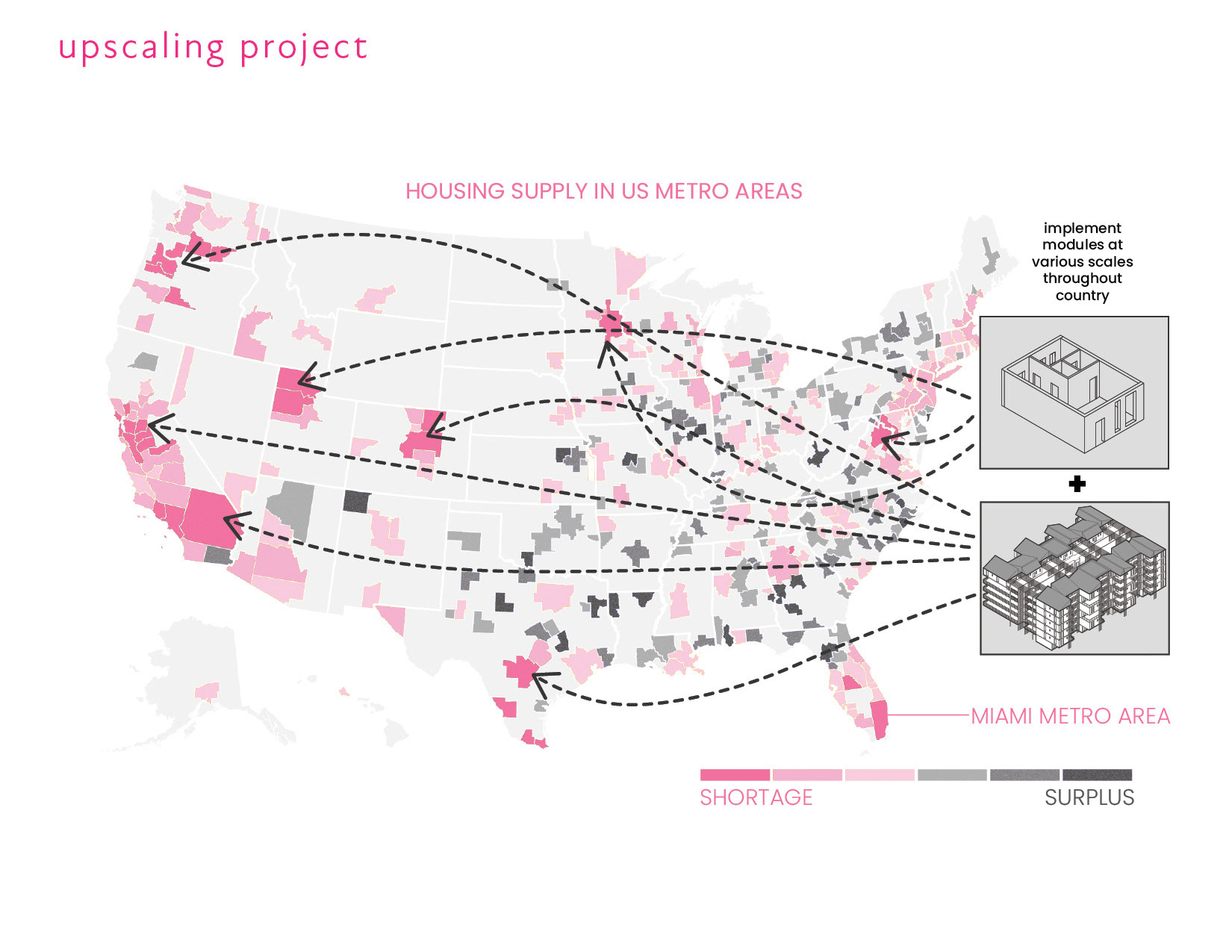Ideally, this thesis could use Miami as a testing ground for implementation methods. The implementation of various sized modules on both vacant lots and lots with existing buildings can move throughout the nation following housing shortages as quick and affordable ways to offer shelter for those who have been squeezed out of the housing market.