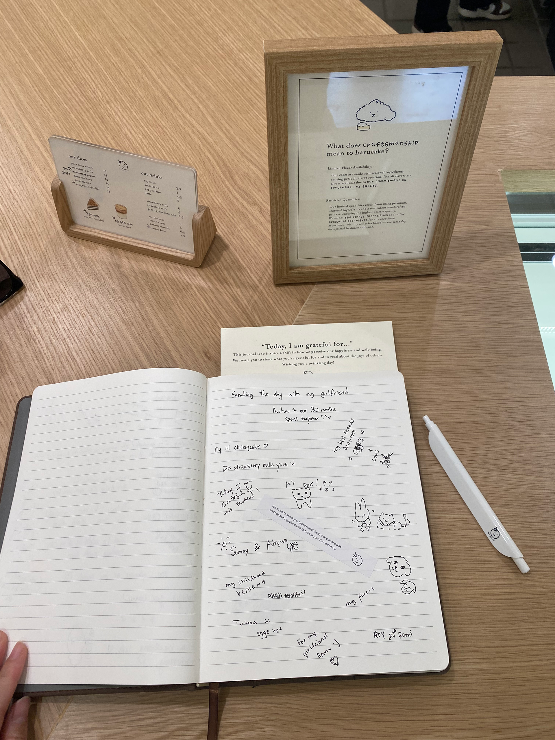 Grateful Note on the counter