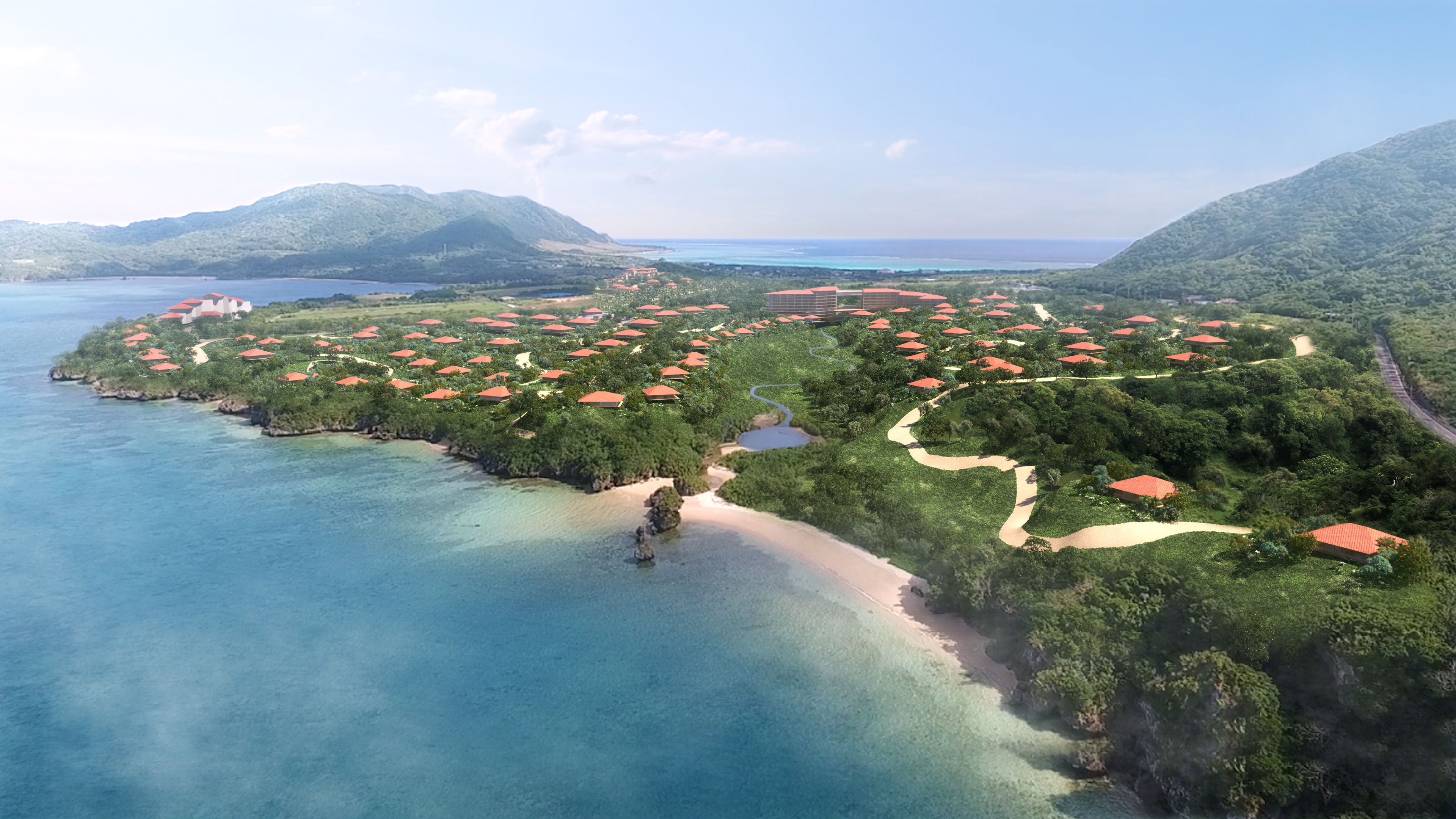 A villa surrounded by natural greenary on an island