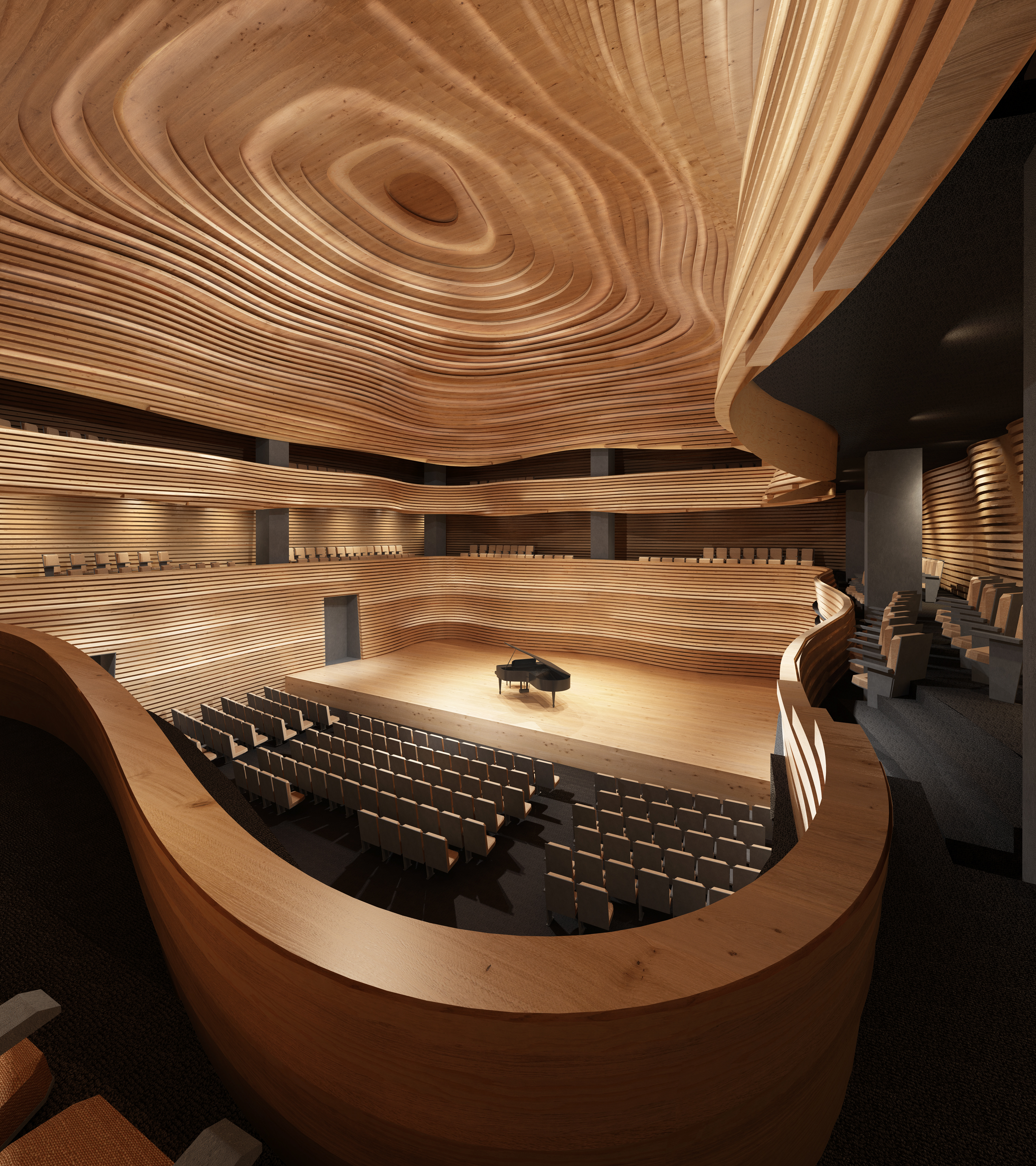 Curvy interior of a concert hall