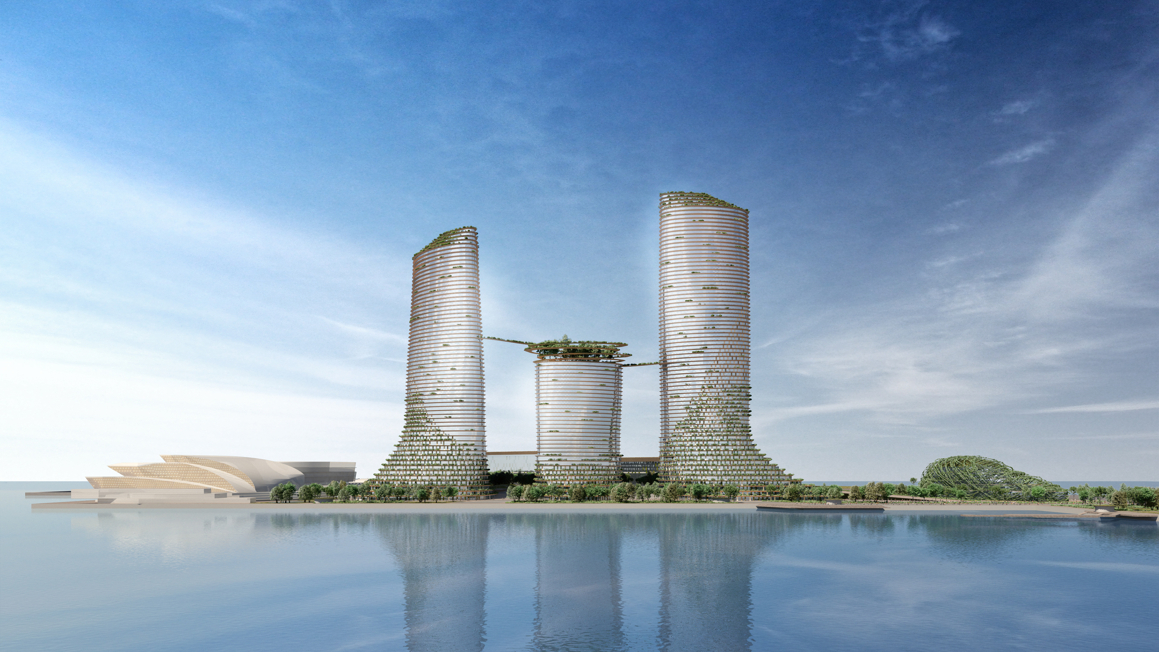 Towers built along seaside