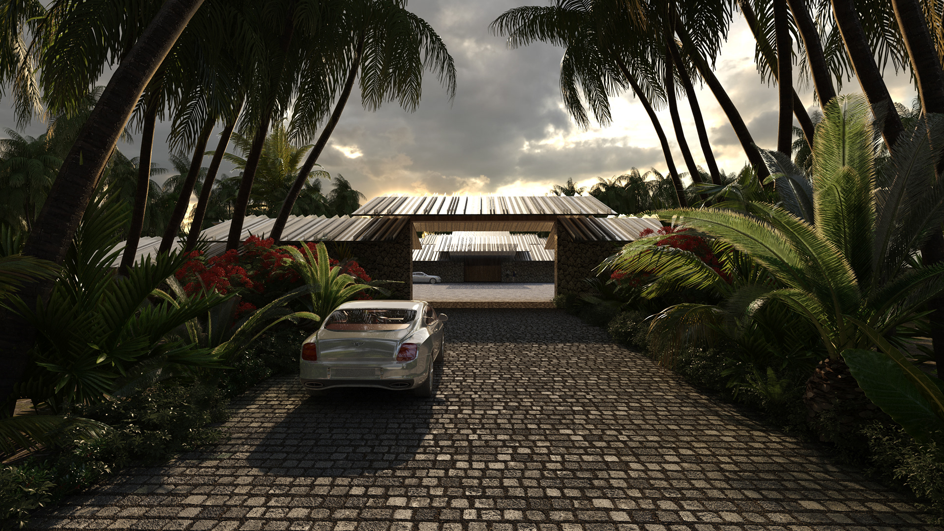 Resort entrance at a tropical country