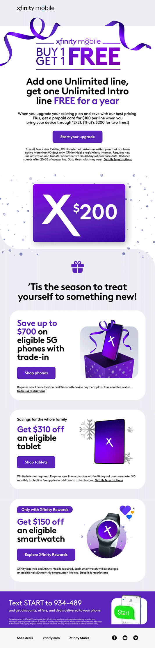 Xfinity Mobile BOGO Holiday Camapign