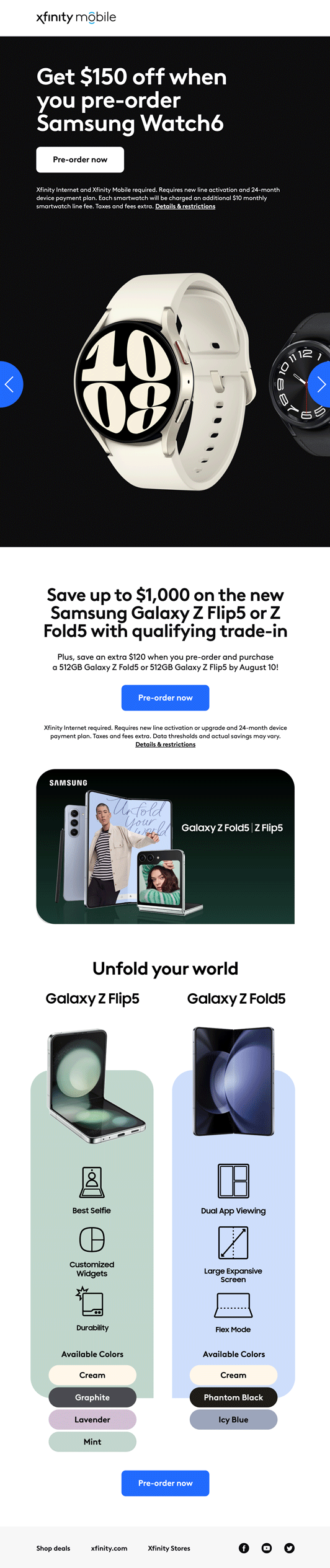Xfinity Mobile Samsung Z Flip5 & Z Fold5 New Product Announcement
